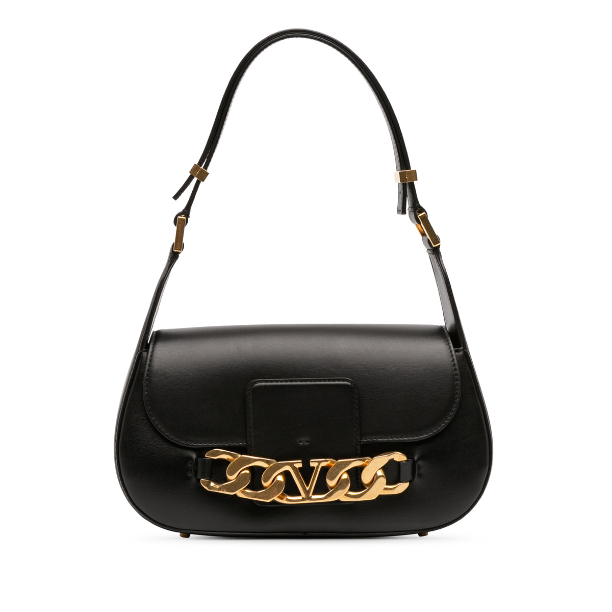 Medium Leather Vlogo Chain Shoulder Bag