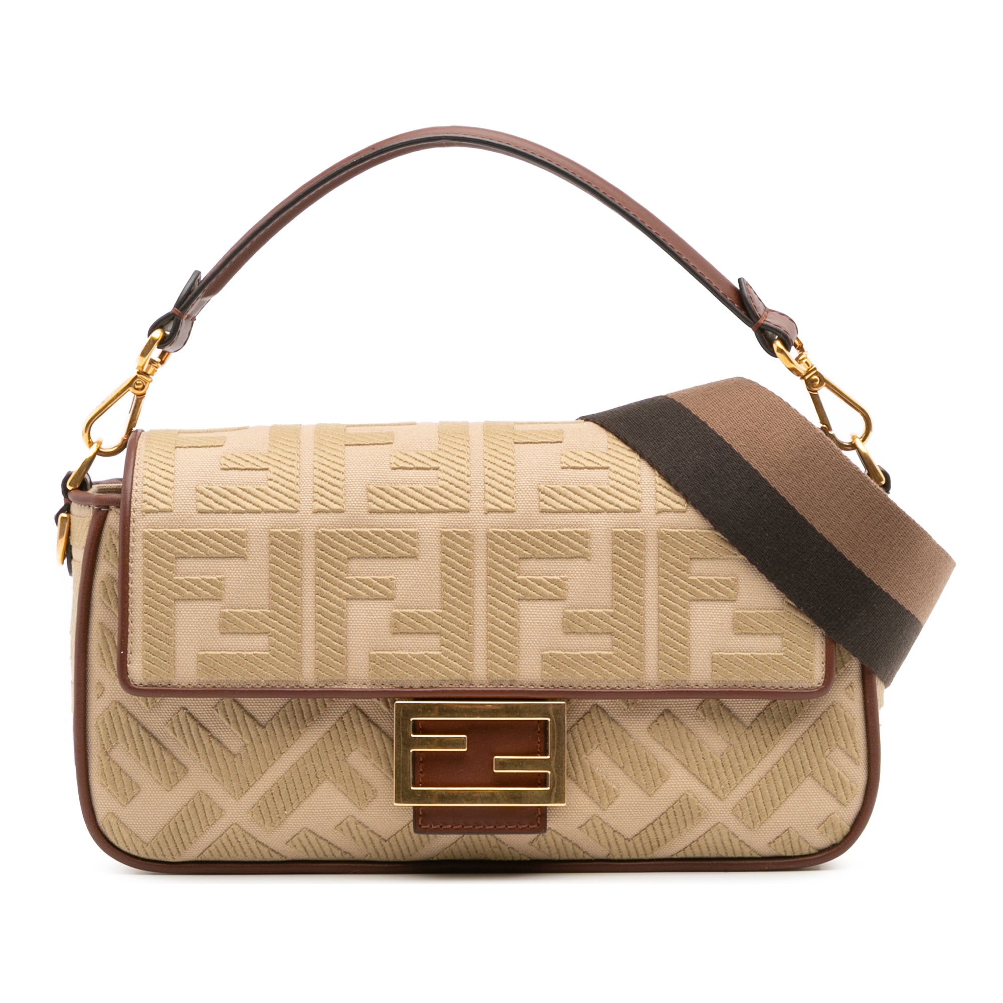 Zucca Embroidered Canvas Baguette Satchel