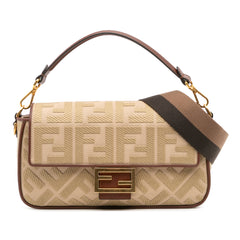 Zucca Embroidered Canvas Baguette Satchel