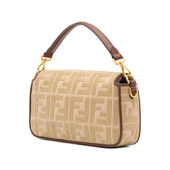 Zucca Embroidered Canvas Baguette Satchel