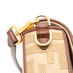 Zucca Embroidered Canvas Baguette Satchel