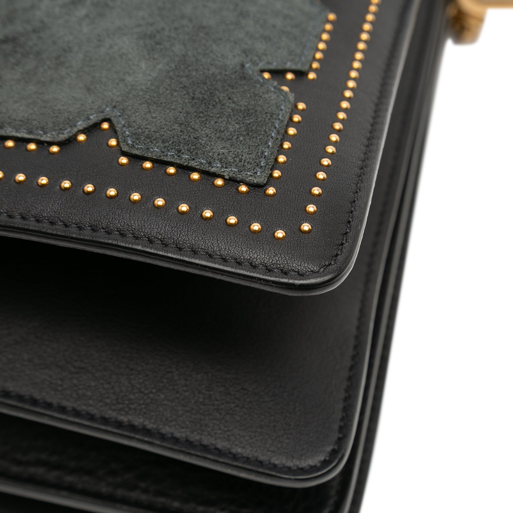 Medium Studded Suede and Calfskin Faye Crossbody