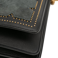 Medium Studded Suede and Calfskin Faye Crossbody