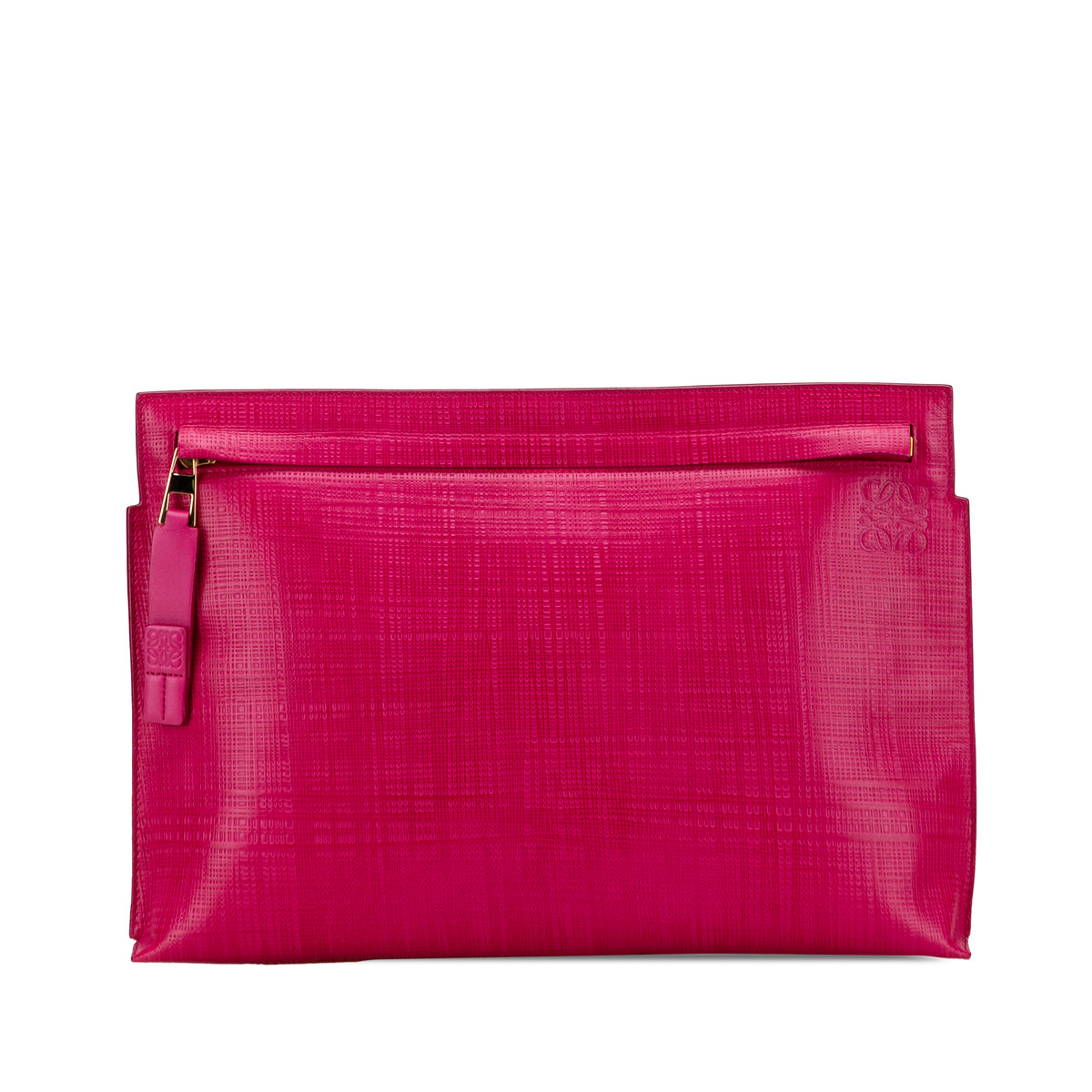 Large Linen Embossed Patent Anagram Repeat T Pouch