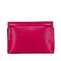 Large Linen Embossed Patent Anagram Repeat T Pouch