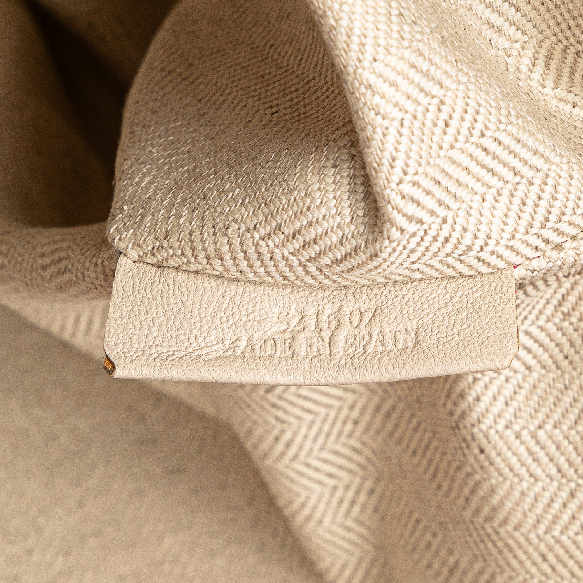 Large Linen Embossed Patent Anagram Repeat T Pouch