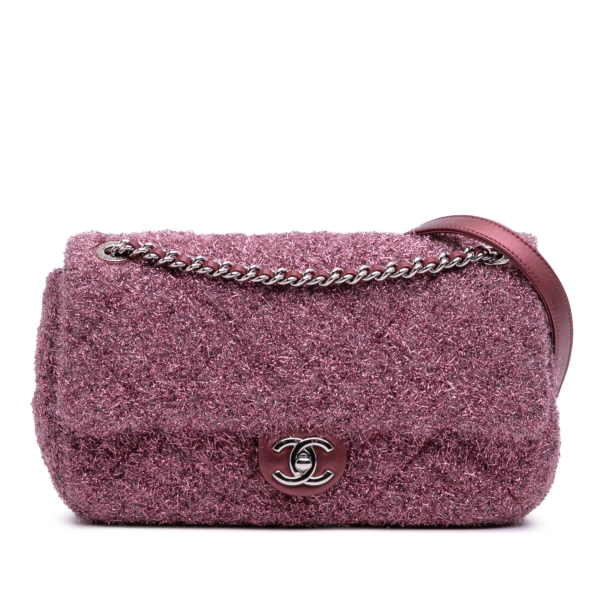 Medium Quilted Metallic Knit Pluto Glitter Flap