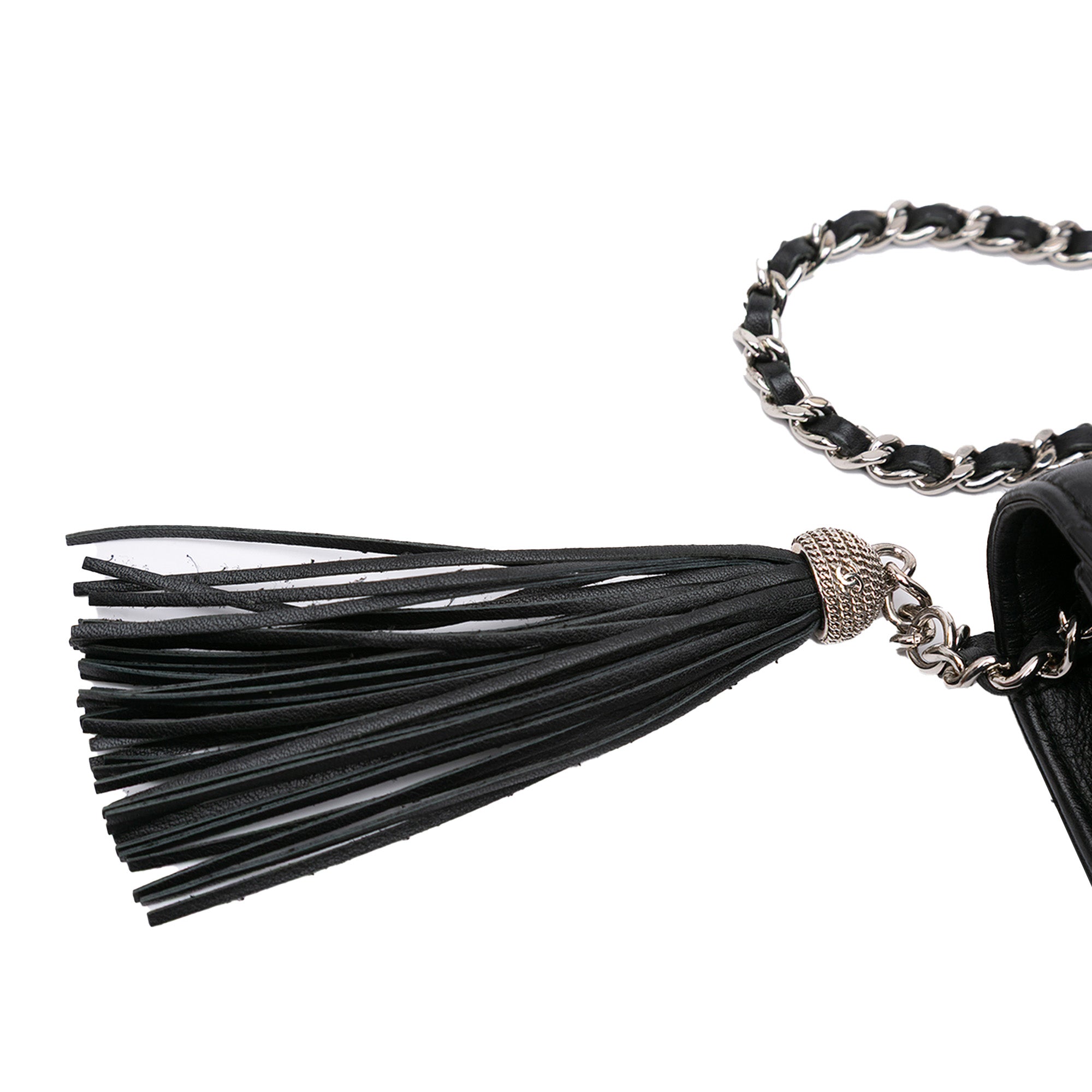 Diagonal Chevron Calfskin Tassel Wallet On Chain