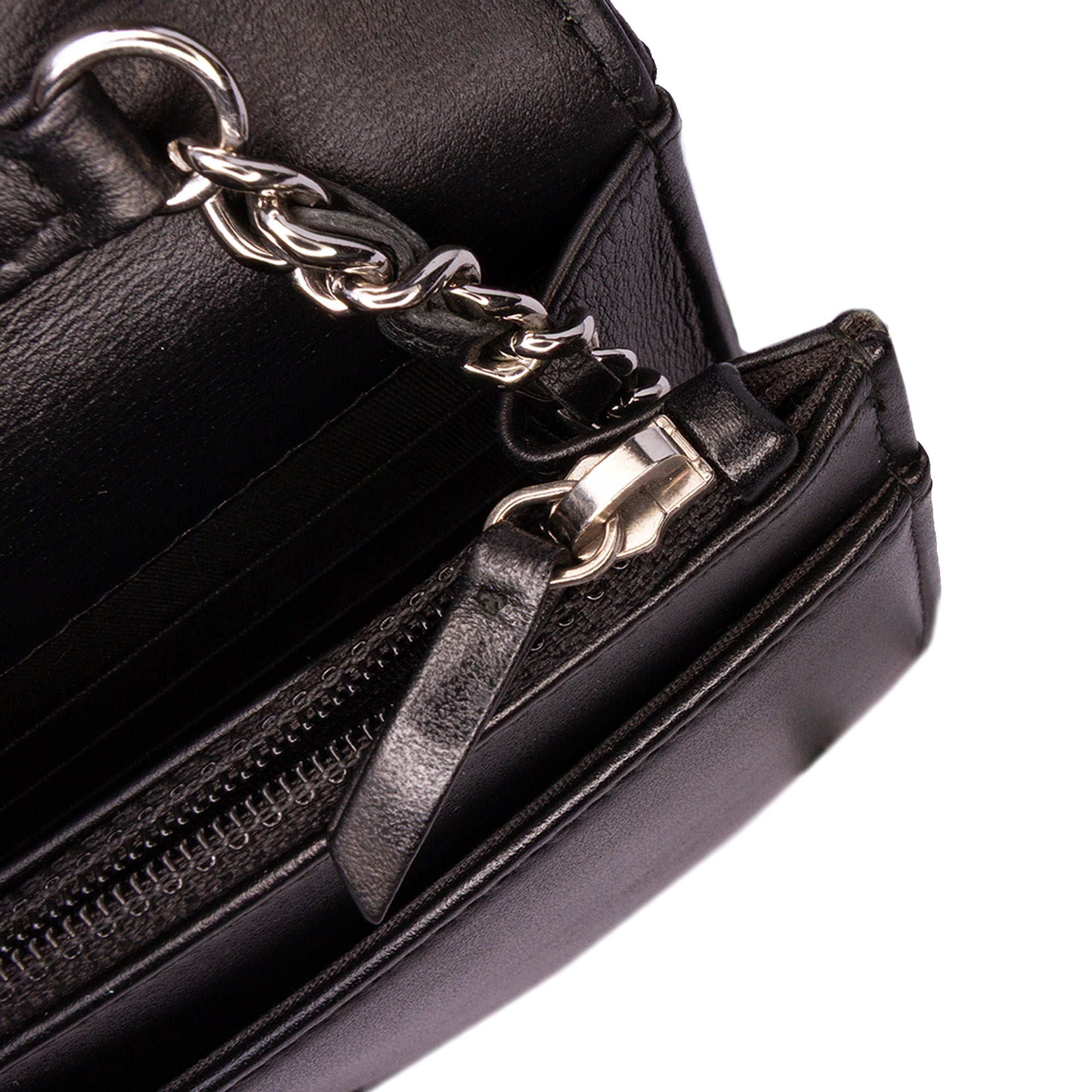 Diagonal Chevron Calfskin Tassel Wallet On Chain