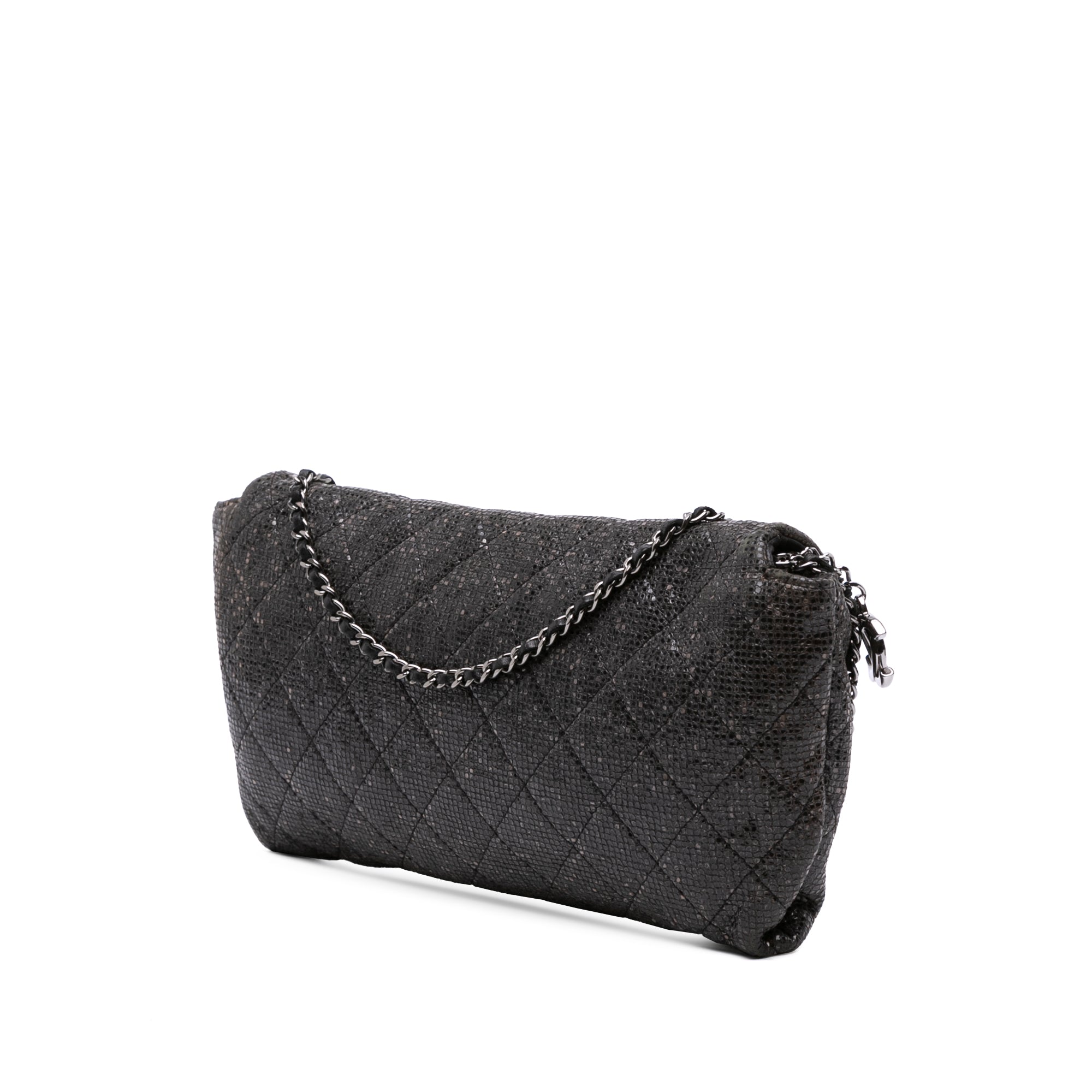 Quilted Laminated Fabric Chain Evening Crossbody