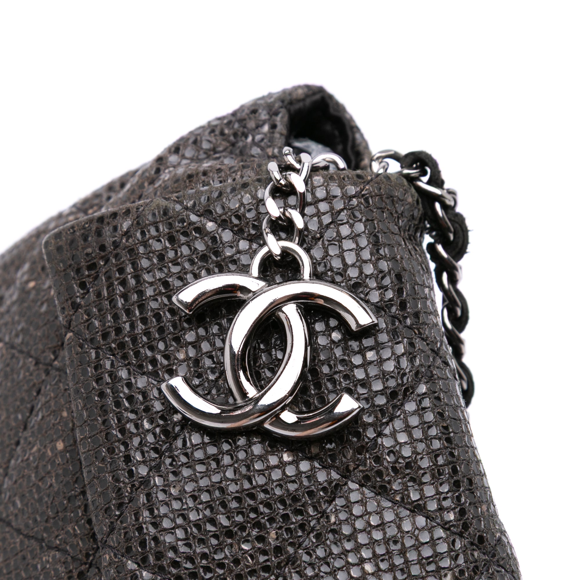 Quilted Laminated Fabric Chain Evening Crossbody