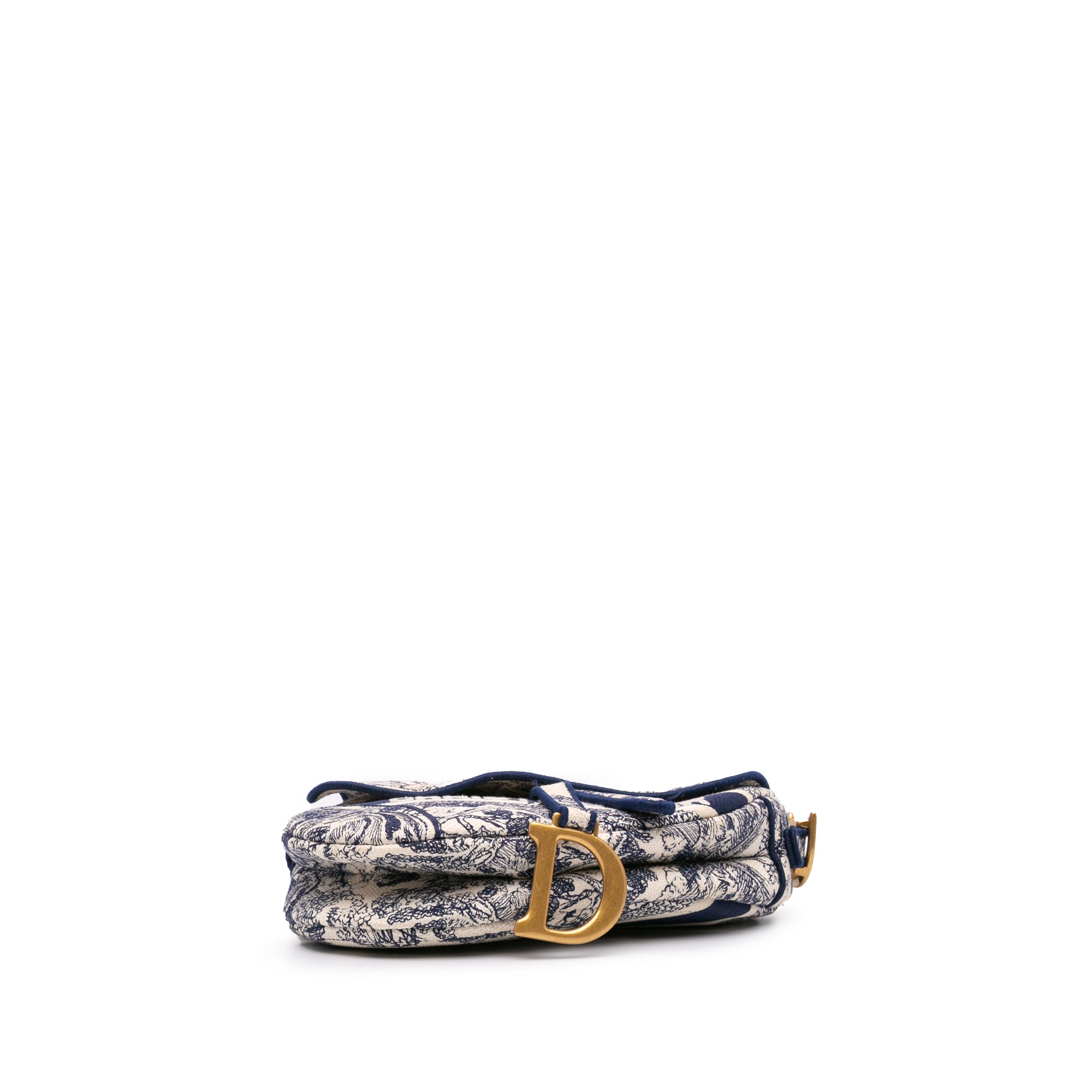 Canvas Embroidered Toile de Jouy Saddle Bag