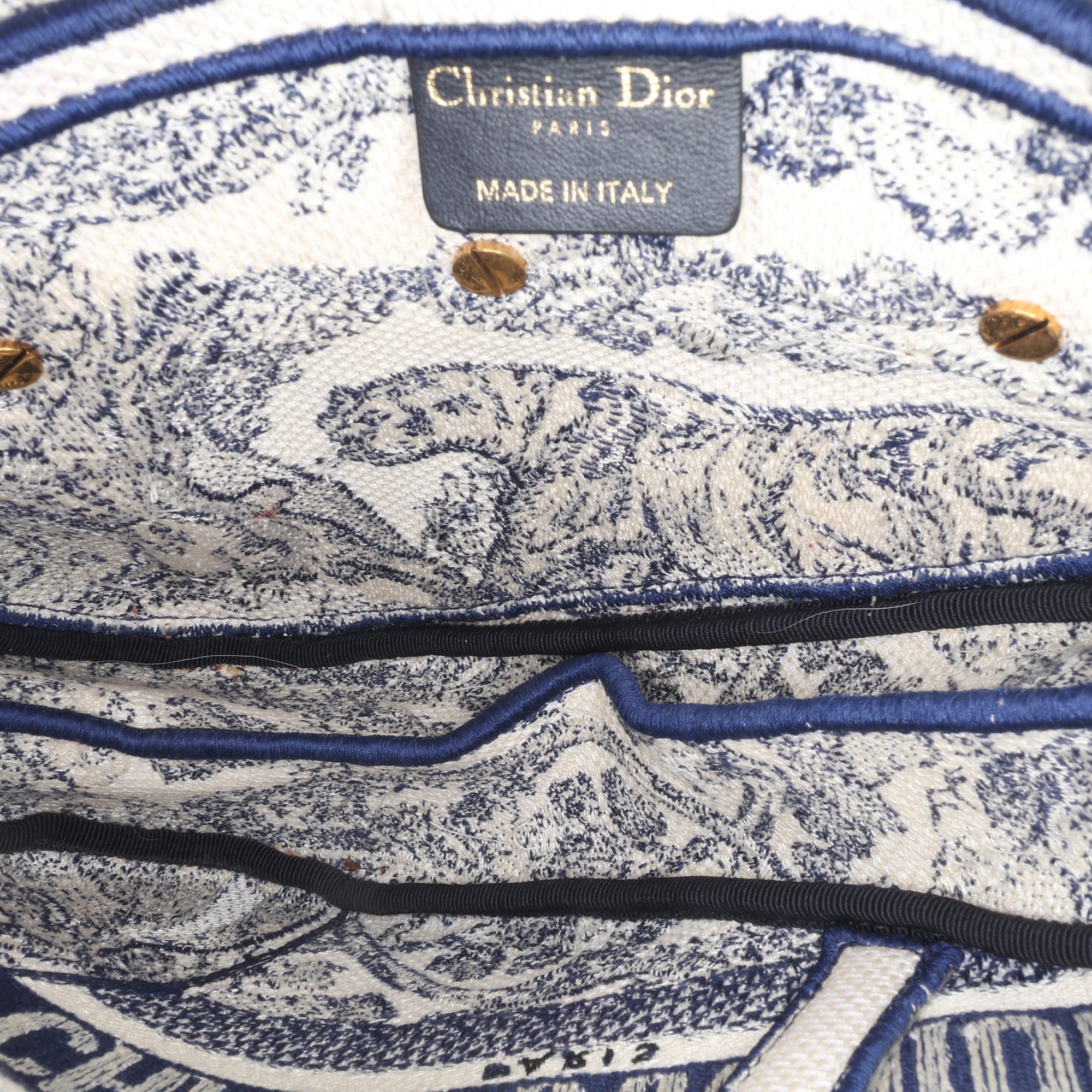Canvas Embroidered Toile de Jouy Saddle Bag