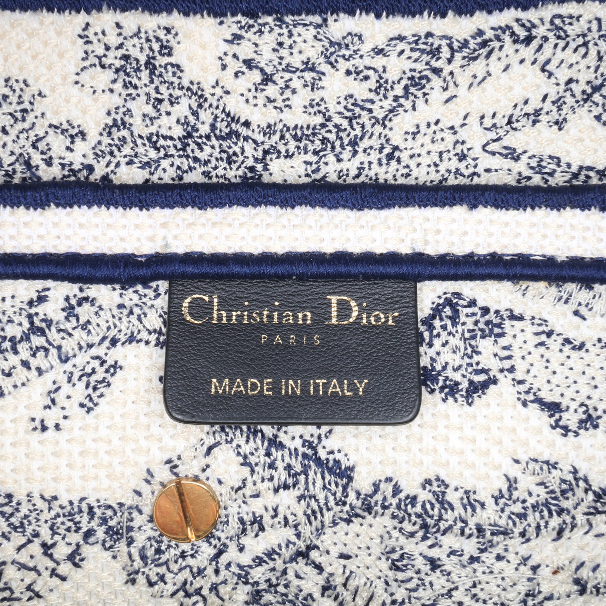 Canvas Embroidered Toile de Jouy Saddle Bag