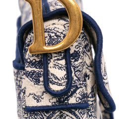 Canvas Embroidered Toile de Jouy Saddle Bag