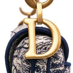 Canvas Embroidered Toile de Jouy Saddle Bag