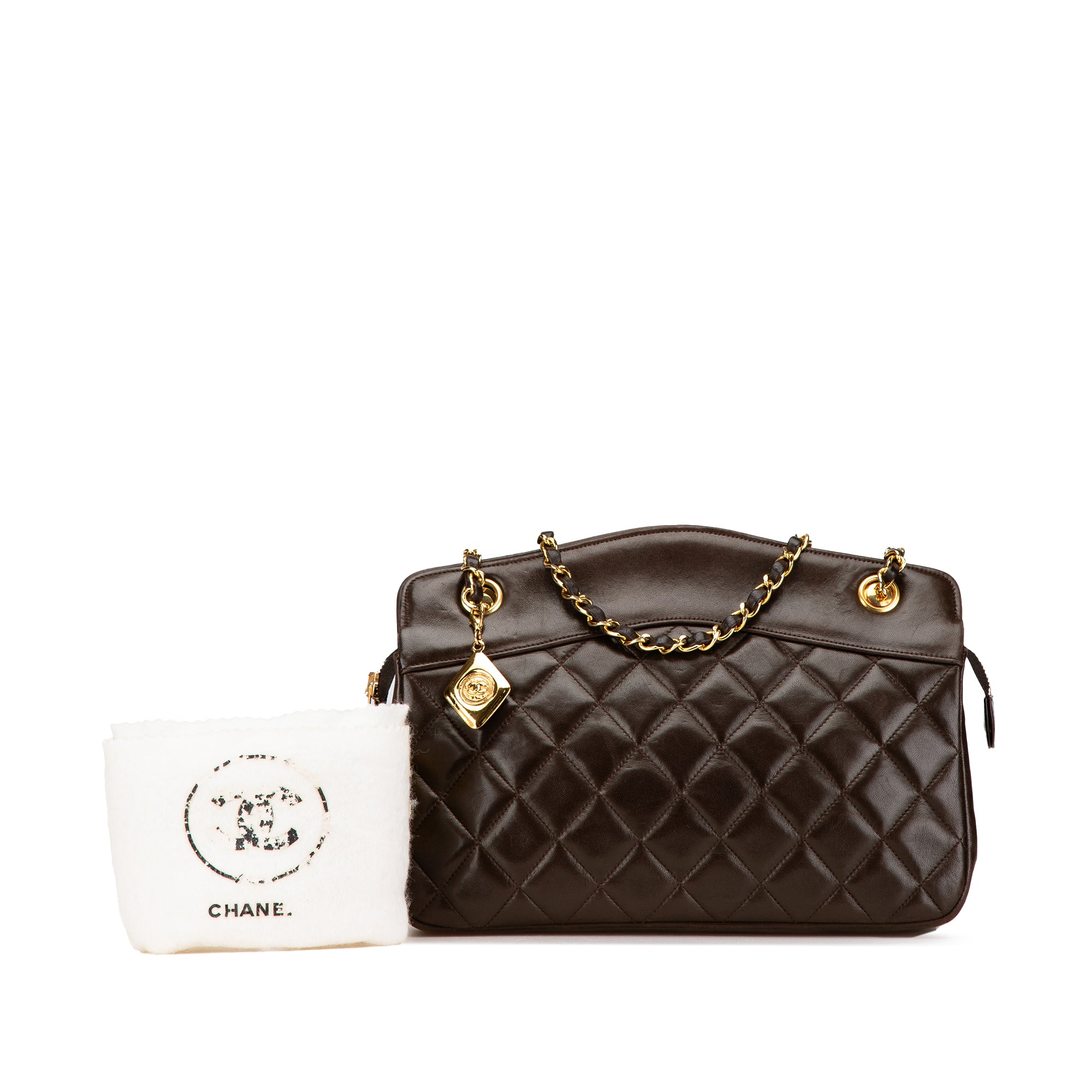 Quilted Lambskin Medallion Chain Shoulder Bag