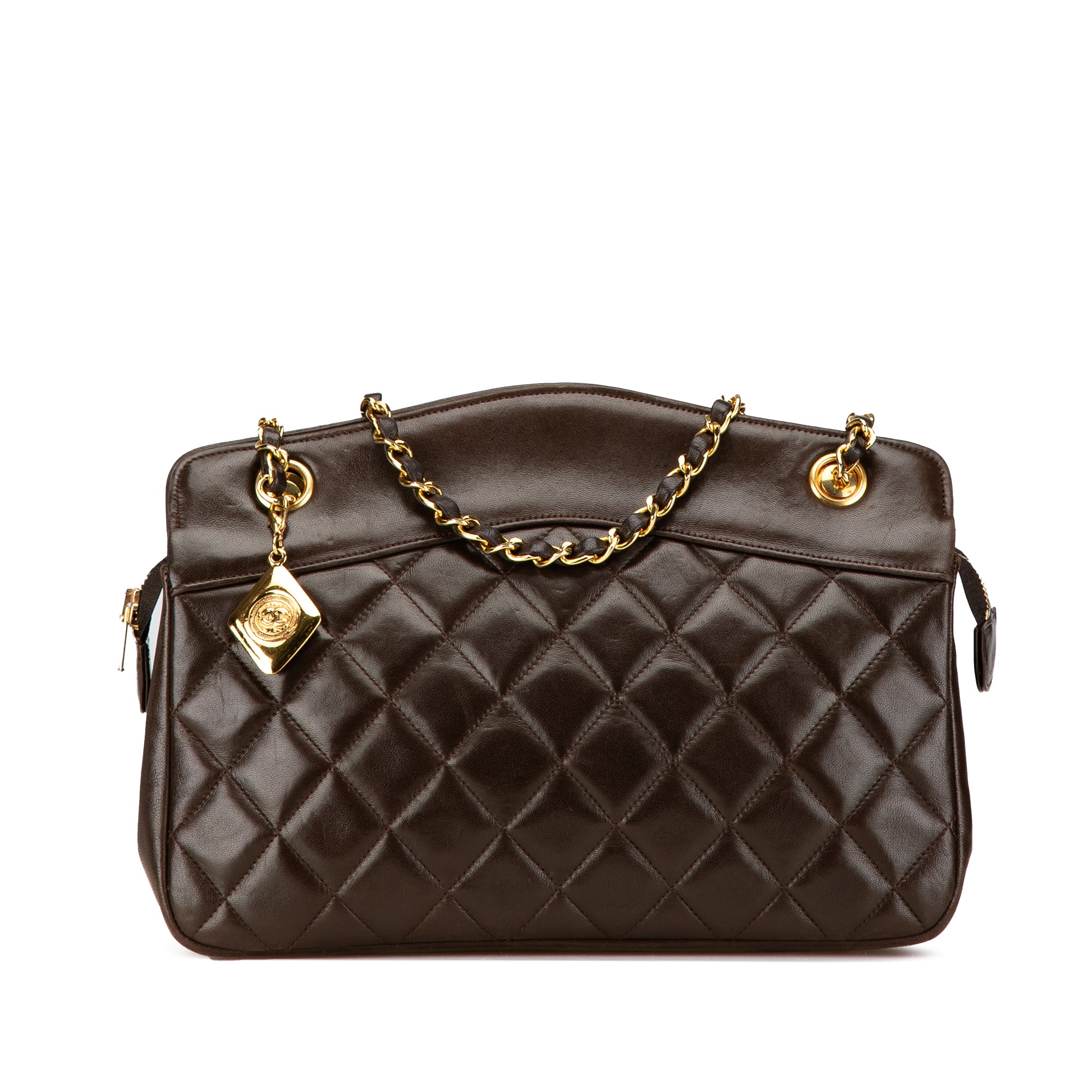 Quilted Lambskin Medallion Chain Shoulder Bag