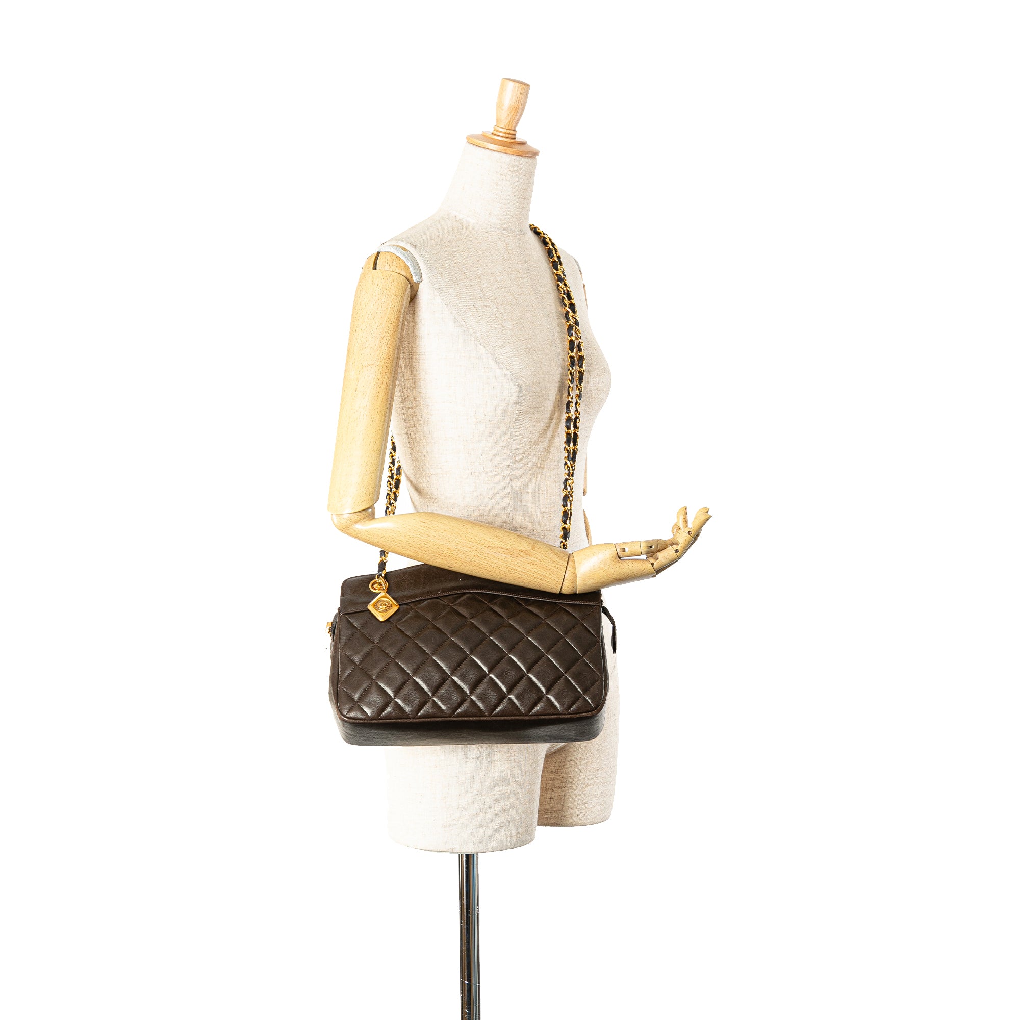 Quilted Lambskin Medallion Chain Shoulder Bag