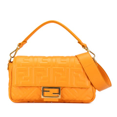 Zucca Embossed Leather Baguette Satchel