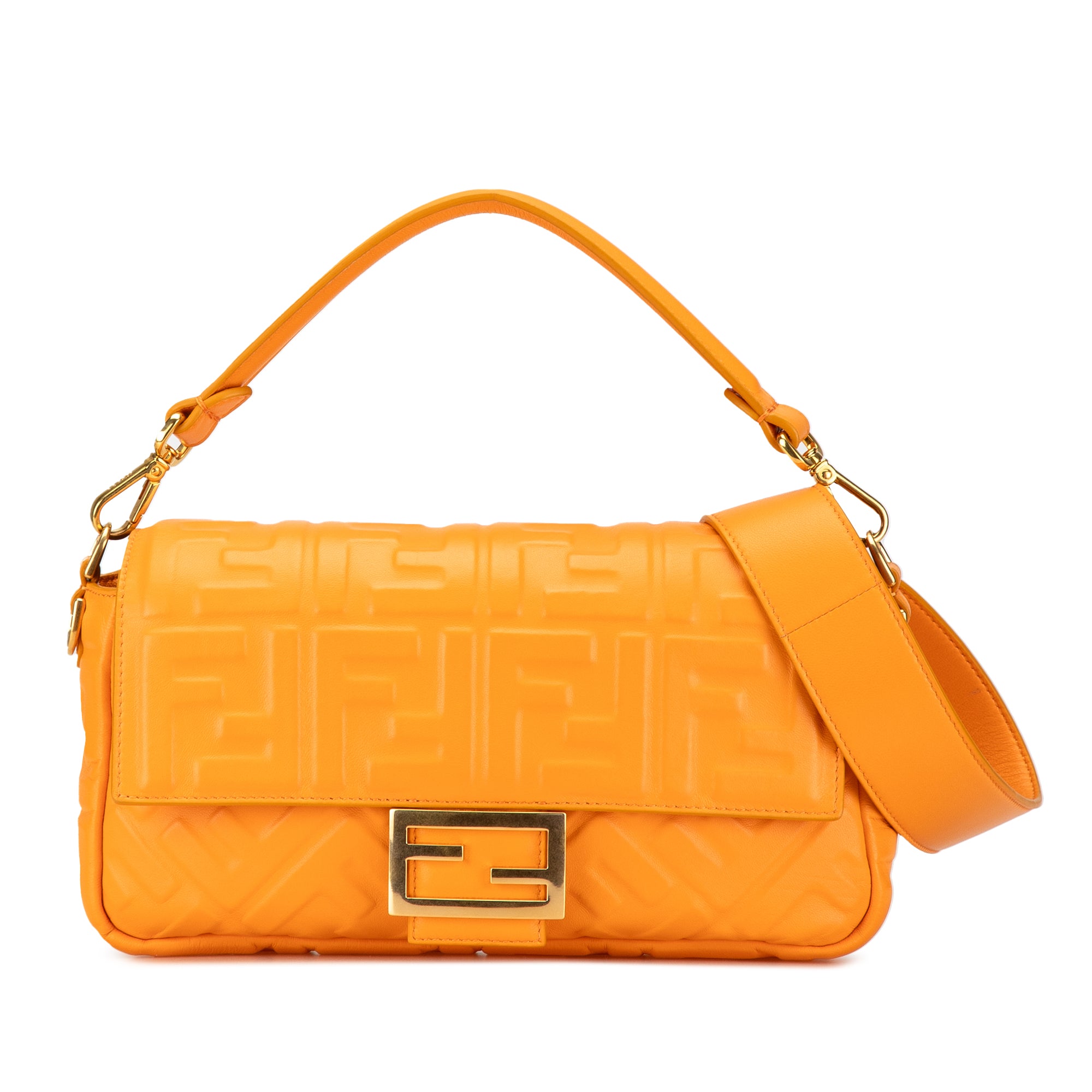 Zucca Embossed Leather Baguette Satchel