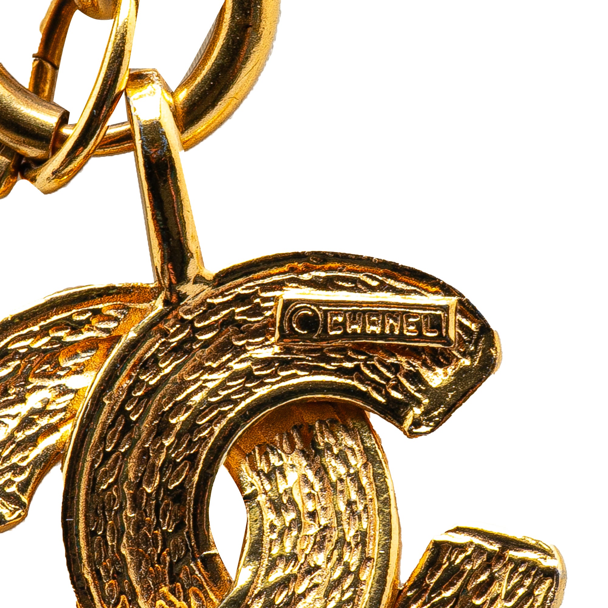 Gold Plated CC Quilted Pendant Necklace