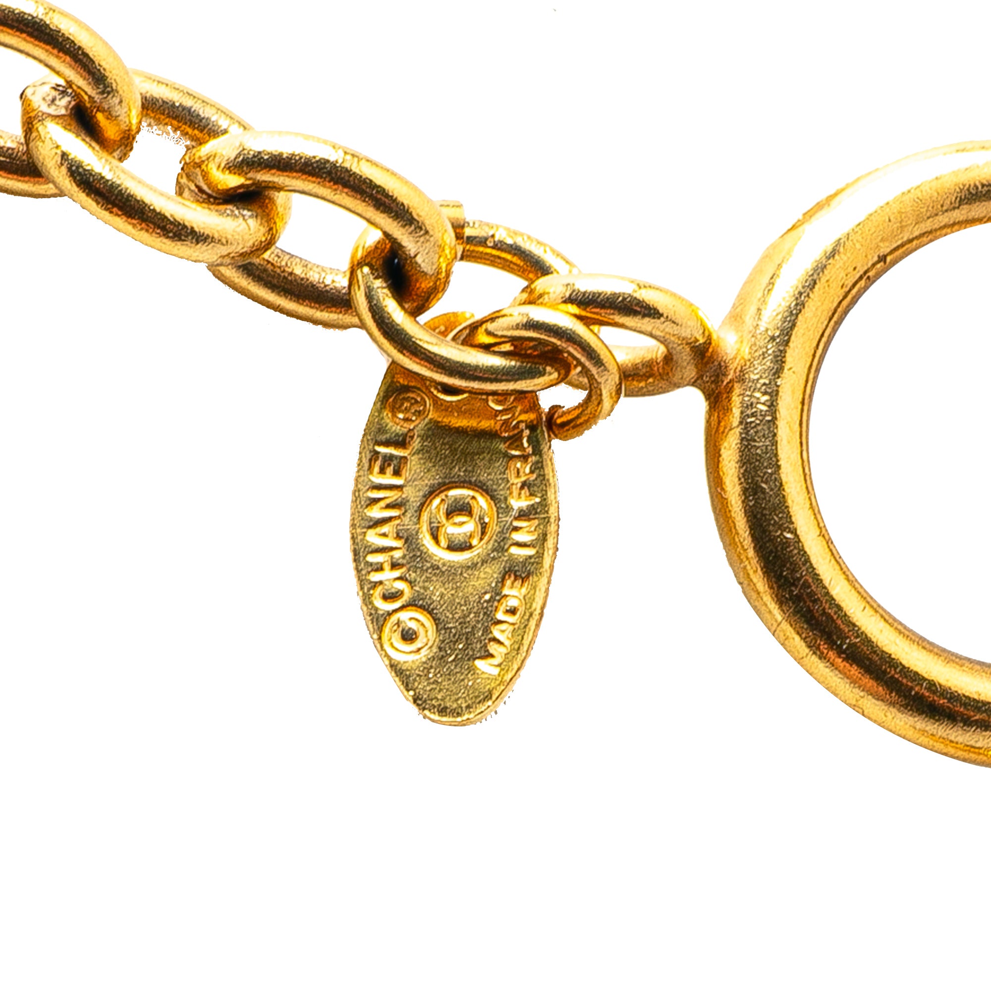 Gold Plated CC Quilted Pendant Necklace