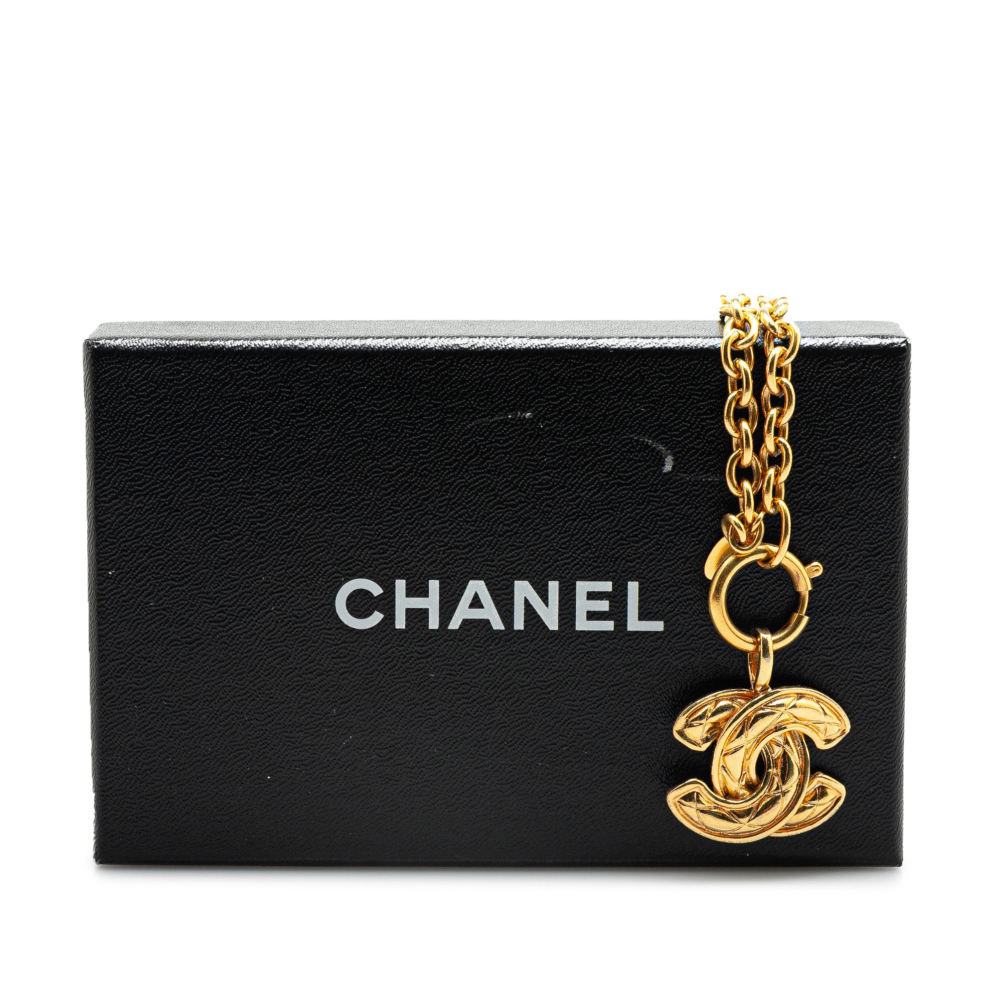 Gold Plated CC Quilted Pendant Necklace