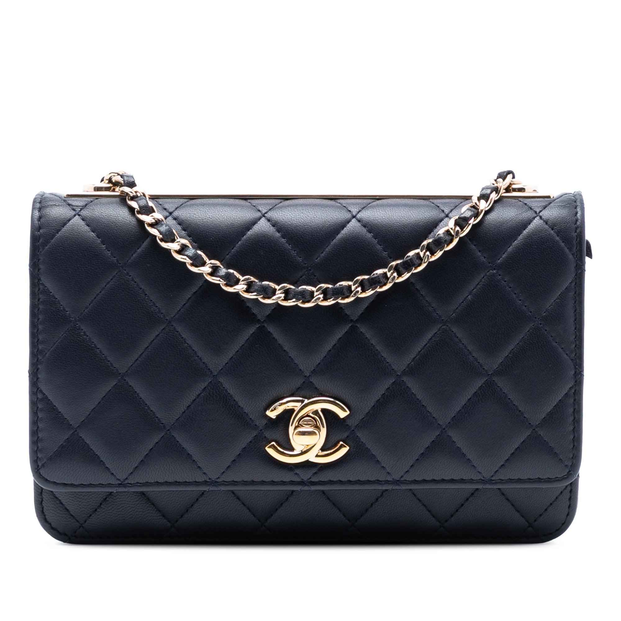 Lambskin Trendy CC Wallet On Chain