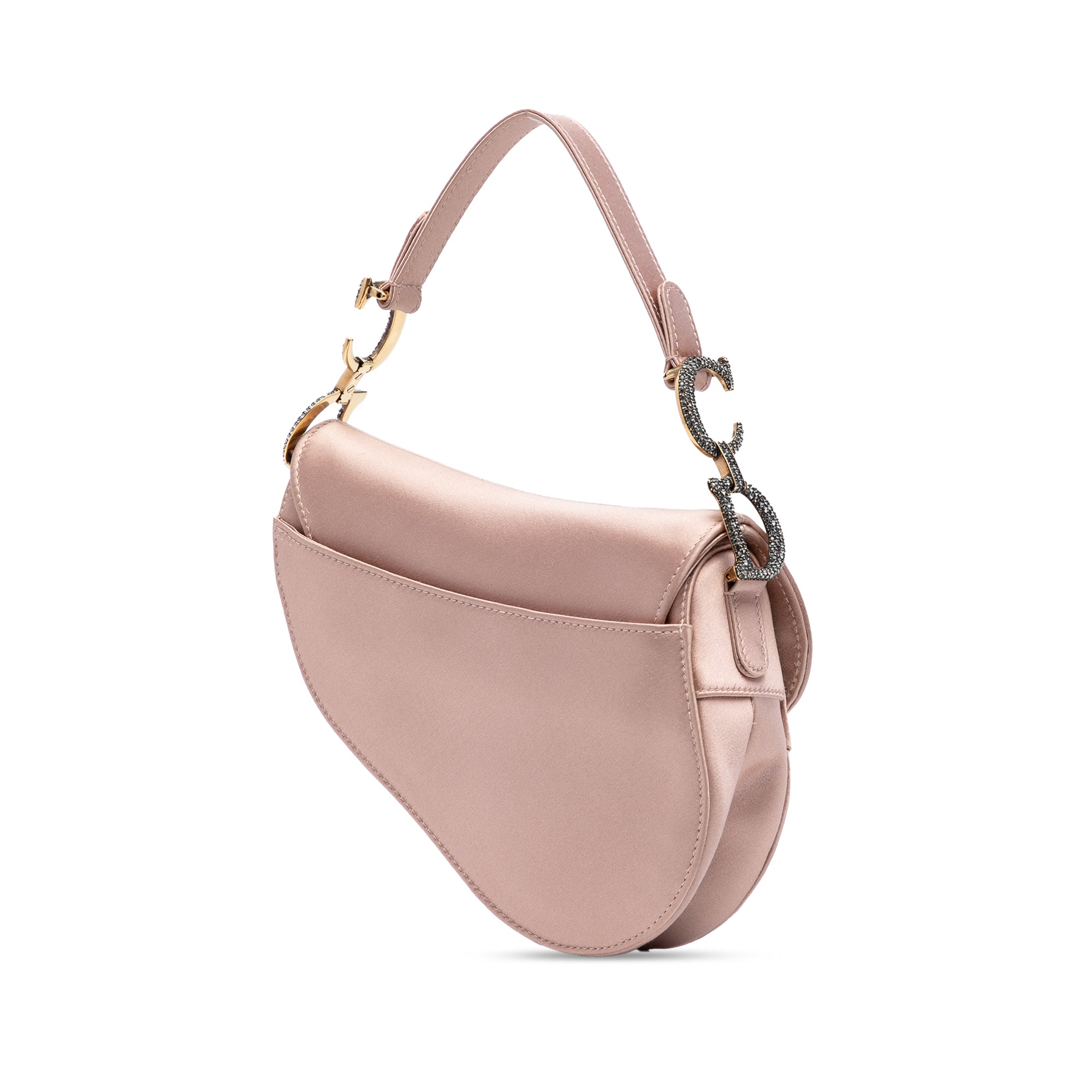Mini Satin Crystal Embellished Saddle Bag