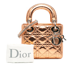 Mini Metallic Calfskin Cannage Lady Dior