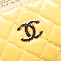 Quilted Patent Chain Double Zip Crossbody