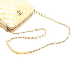 Quilted Patent Chain Double Zip Crossbody