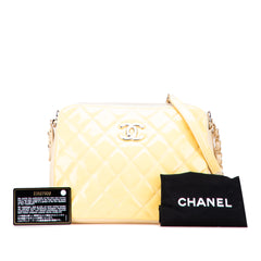 Quilted Patent Chain Double Zip Crossbody