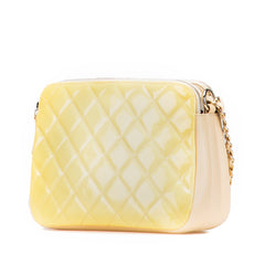 Quilted Patent Chain Double Zip Crossbody