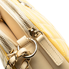Quilted Patent Chain Double Zip Crossbody