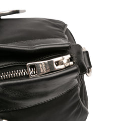 Soft Calf Trimmed Tessuto Zip Top Satchel