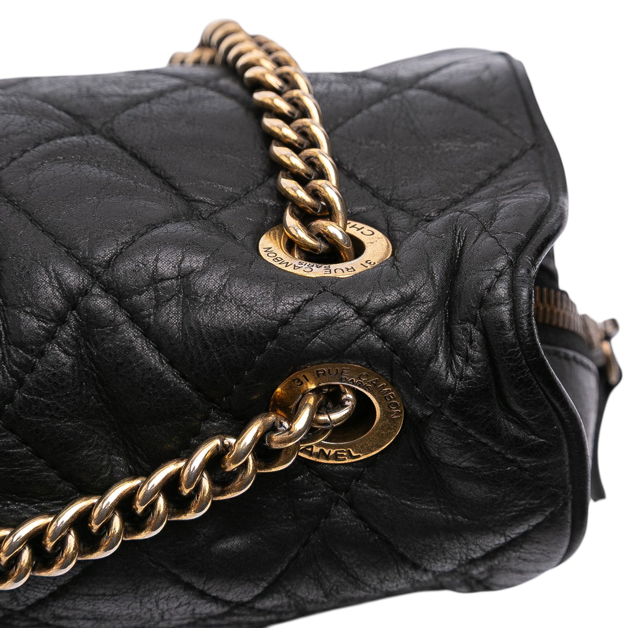 Large Quilted Iridescent Calfskin Shiva Flap