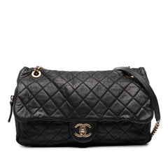 Large Quilted Iridescent Calfskin Shiva Flap