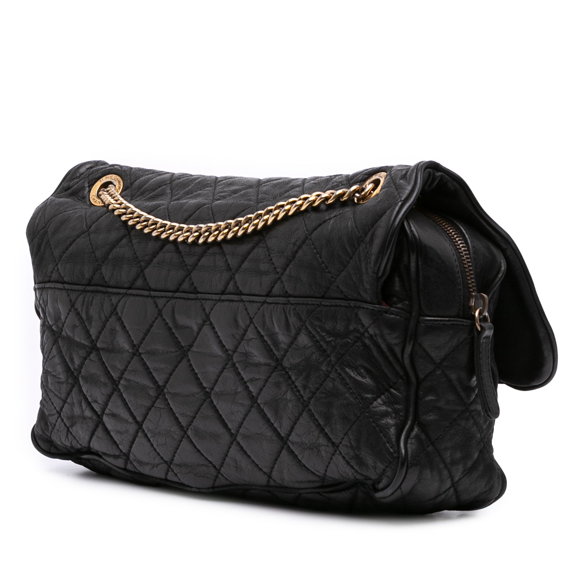 Large Quilted Iridescent Calfskin Shiva Flap
