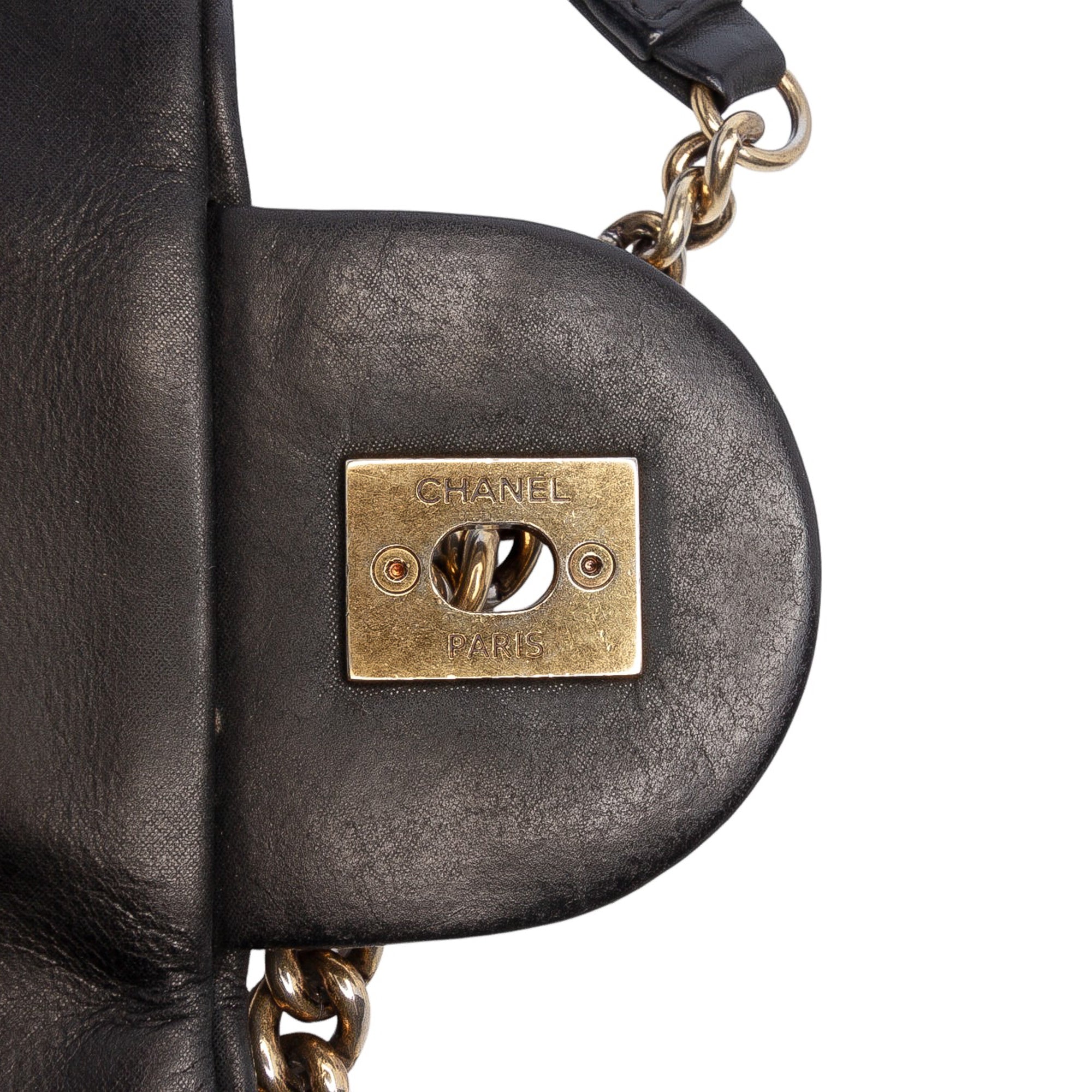 Large Quilted Iridescent Calfskin Shiva Flap