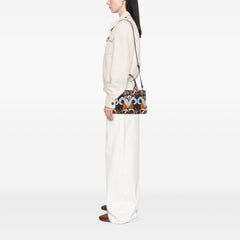 Small Floral Printed Canvas Canapa Satchel