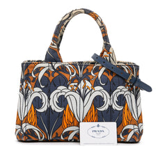 Small Floral Printed Canvas Canapa Satchel