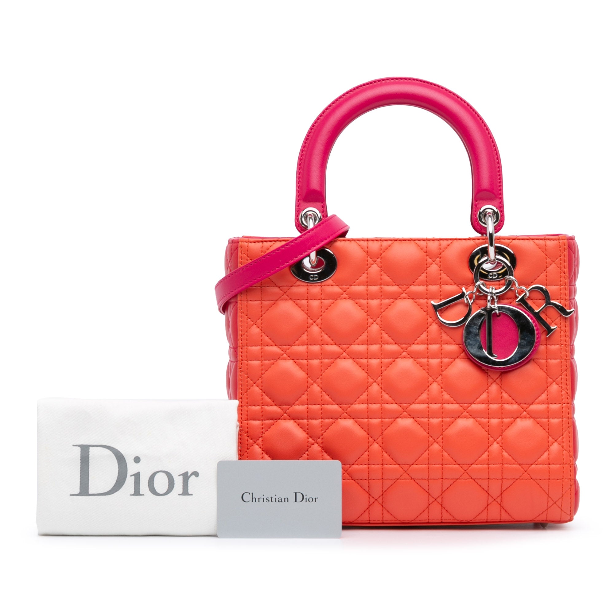 Medium Bicolor Lambskin Cannage Lady Dior