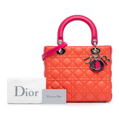 Medium Bicolor Lambskin Cannage Lady Dior
