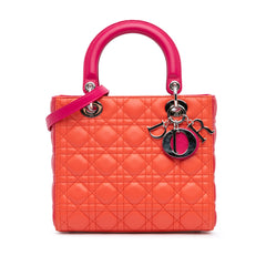 Medium Bicolor Lambskin Cannage Lady Dior