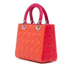 Medium Bicolor Lambskin Cannage Lady Dior