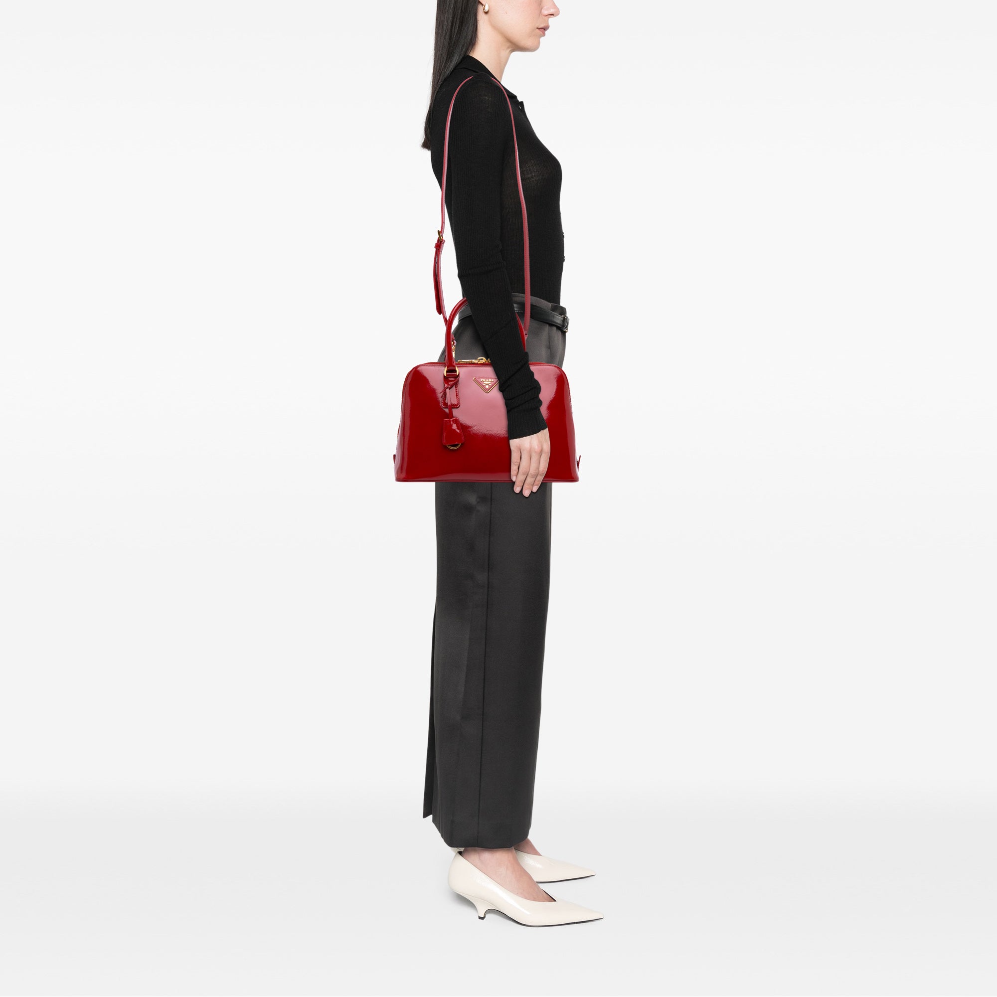 Medium Saffiano Vernice Promenade Satchel