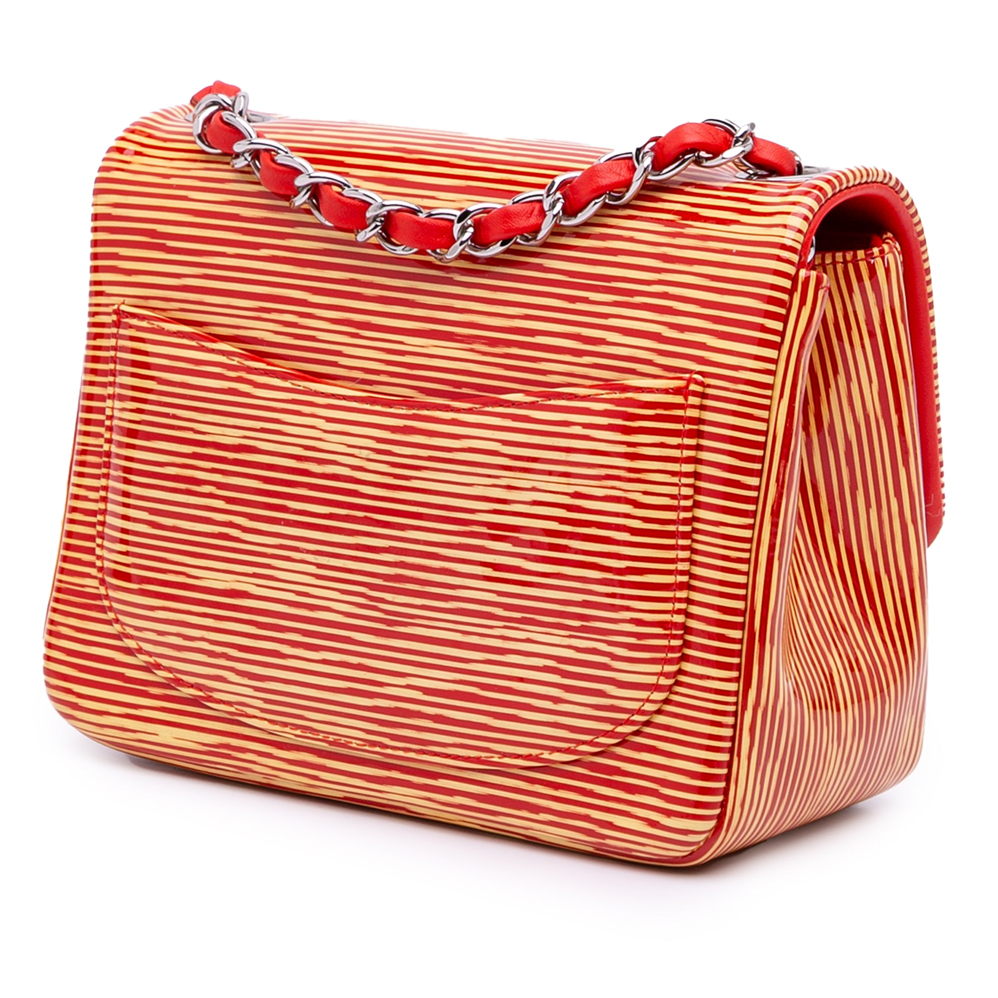 Mini Square Classic Patent Striped Single Flap