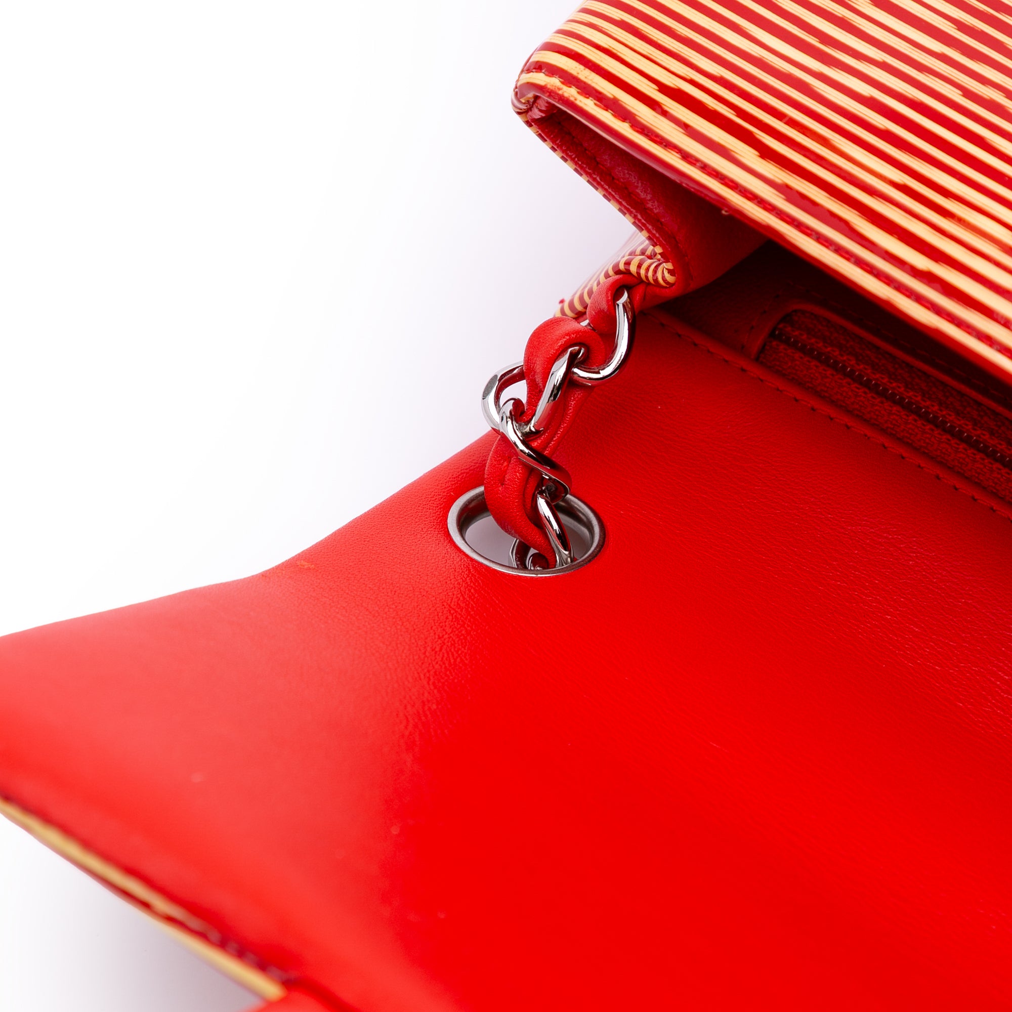 Mini Square Classic Patent Striped Single Flap